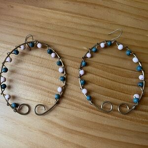 Huge Handmade Beaded Hoops
